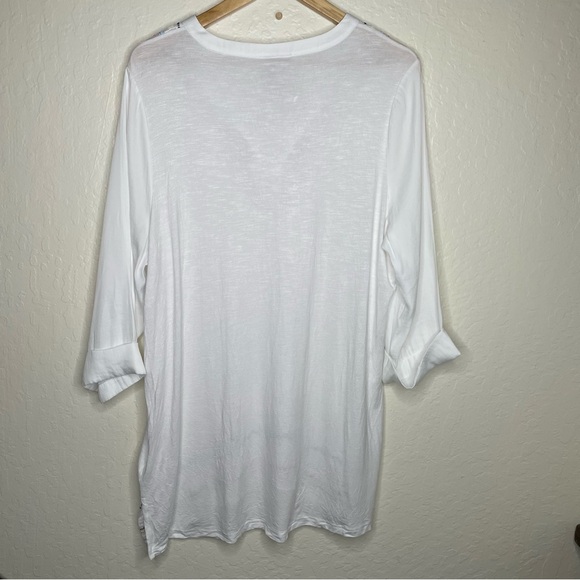 Dolan Left Coast Collection Flowy Long Tunic Top White Embroidered Size L Boho - Picture 8 of 10